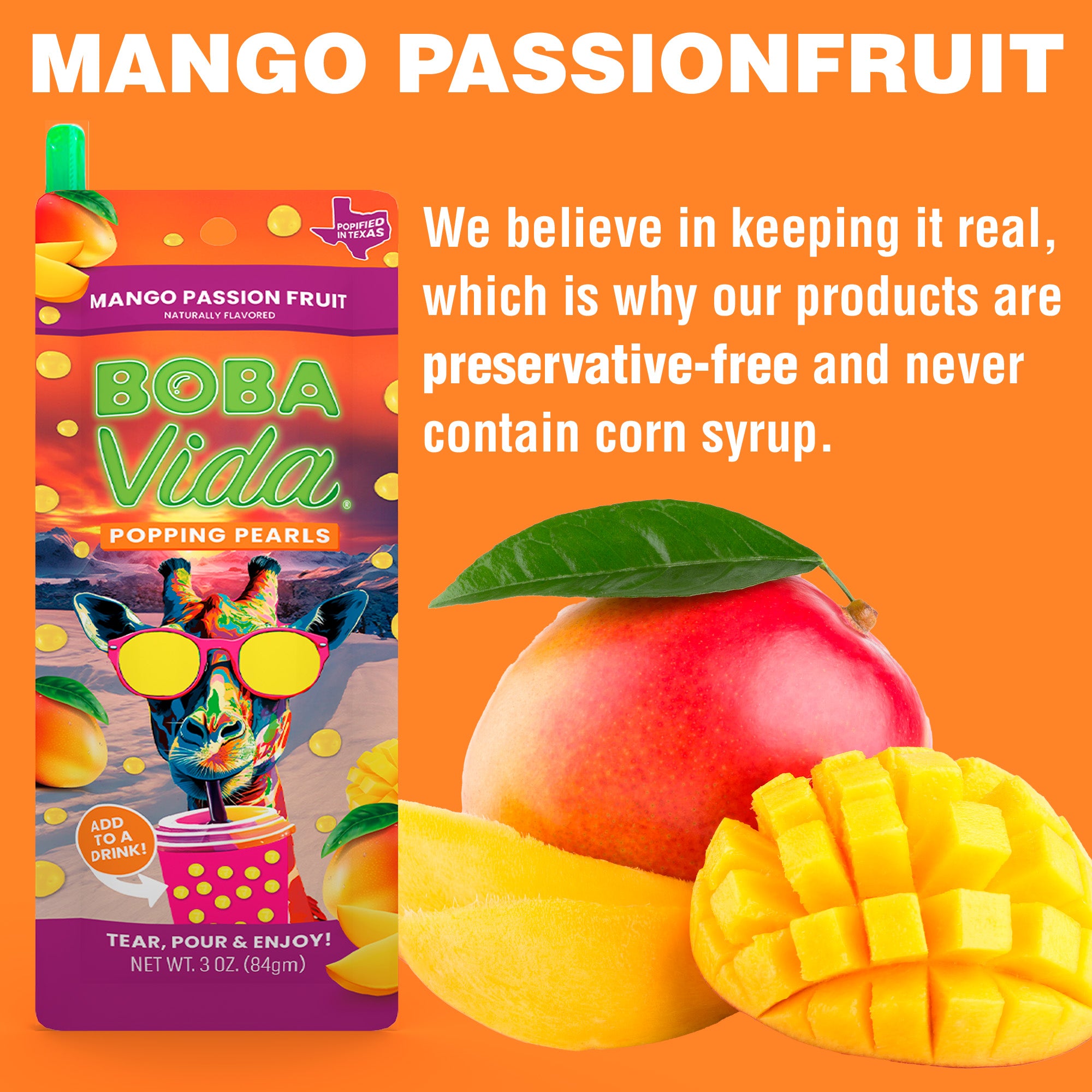 Mango Passion Fruit Popping Boba (10 pouches)