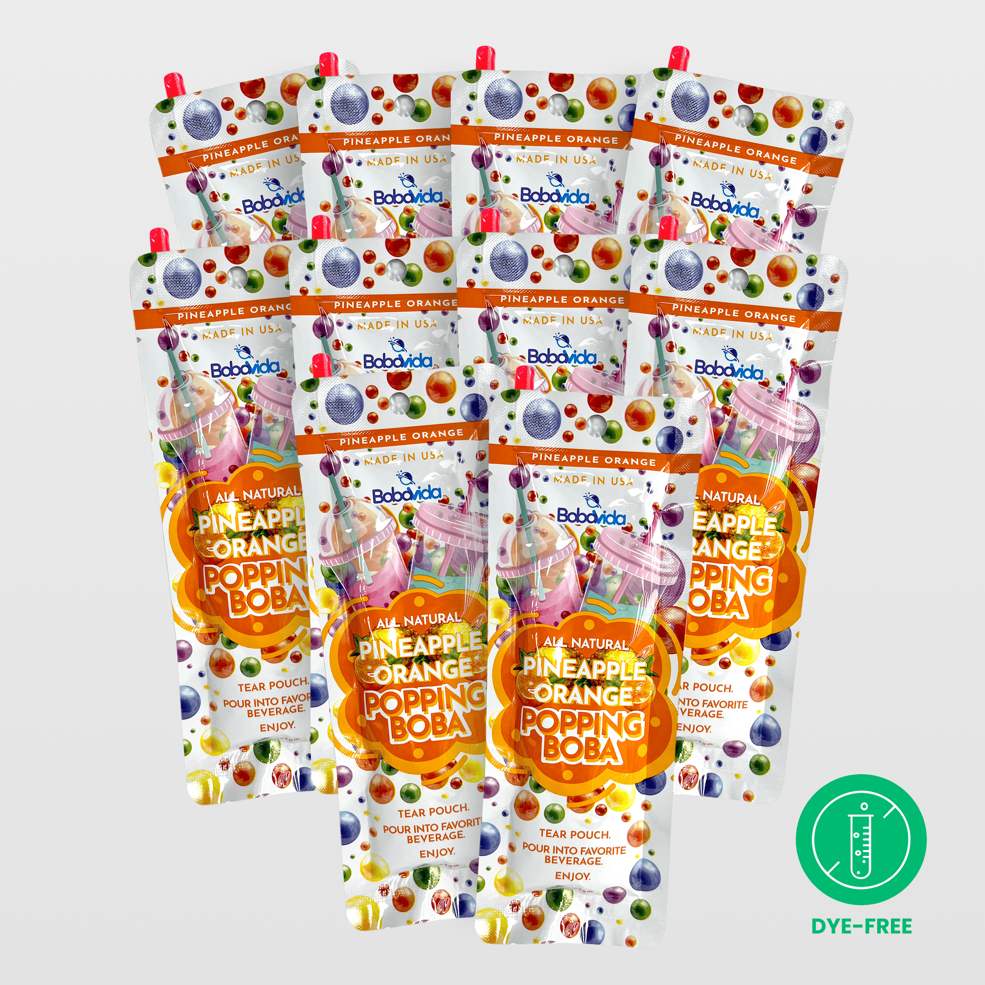 Pineapple-Orange Popping Boba Pearls (10 Pouches) – Tropical