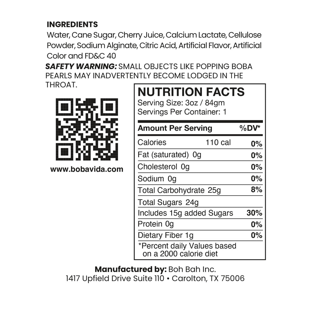 
                  
                    Cherry Slush Popping Boba Nutrition facts
                  
                