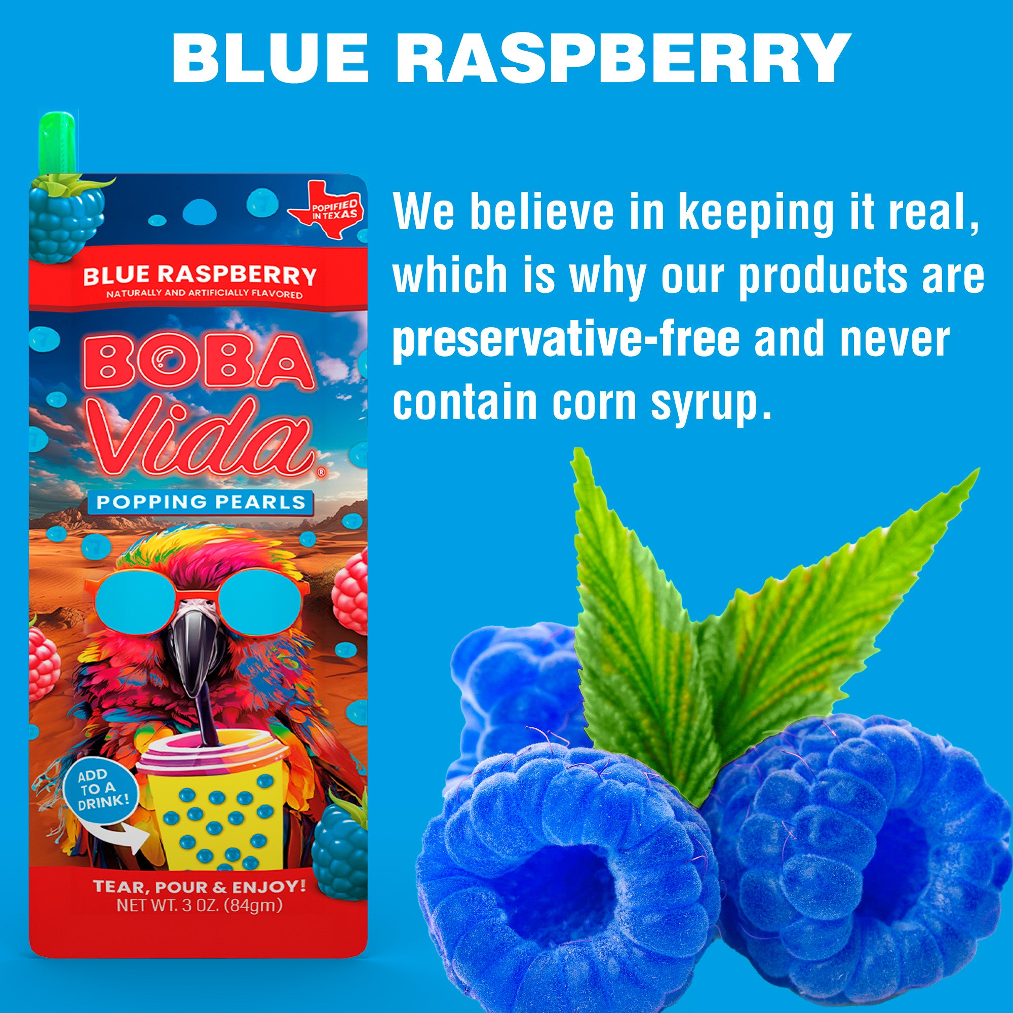 Super Blue Raspberry Popping Boba (NEW)