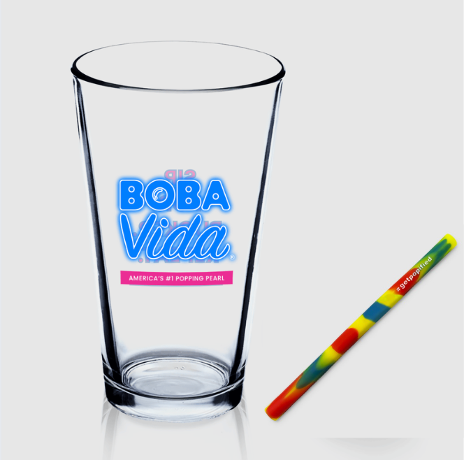 Free Pint Glass & Boba Straw